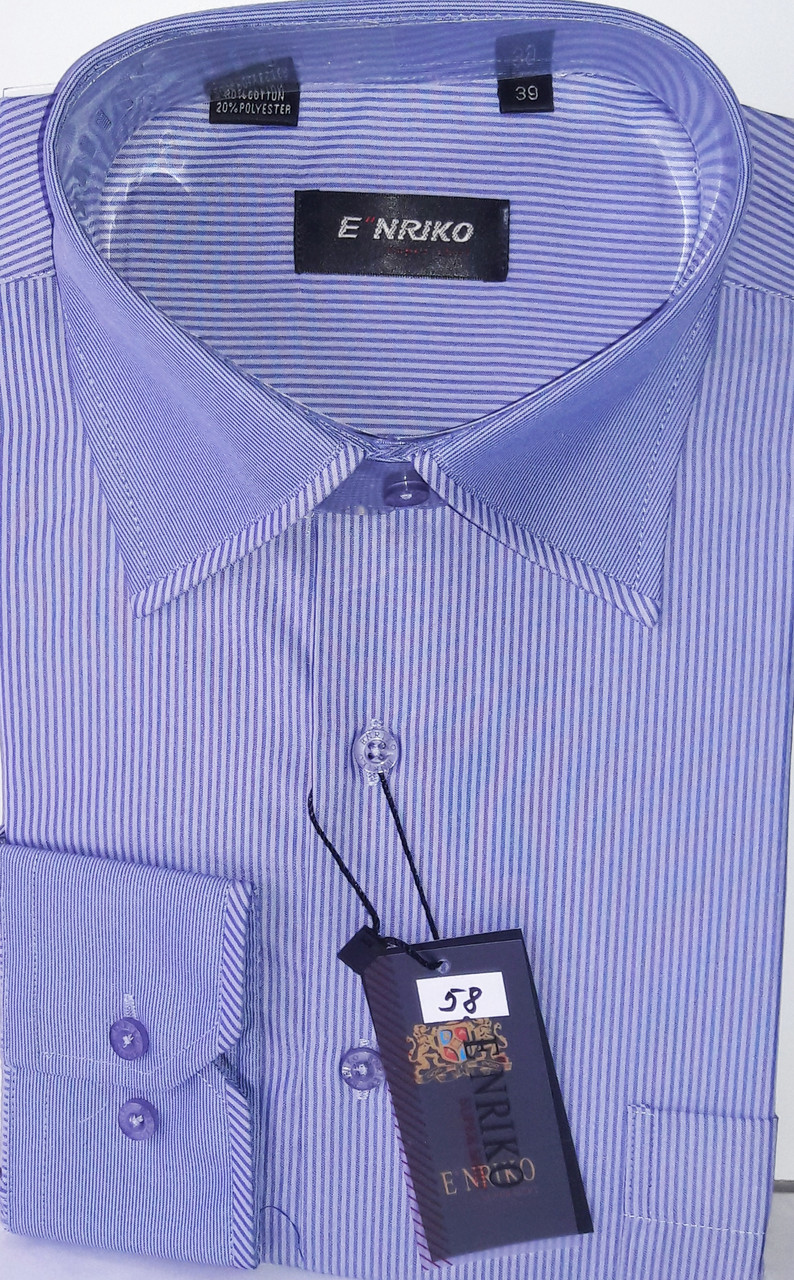 Сорочка чоловіча Enrico vd-0058 бузково-сіра в смужку комбінована класична з довгим рукавом