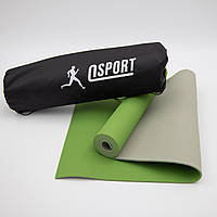 Килимок для йоги та фітнесу + чохол (мат, каремат спортивний) OSPORT Yoga ECO Pro 6мм (n-0007) Оливково-Сірий