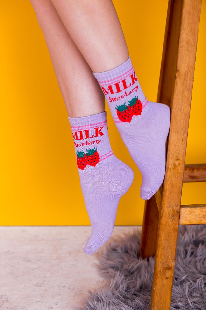 Котонові шкарпетки 35-41 MILK Strowberry бузкові