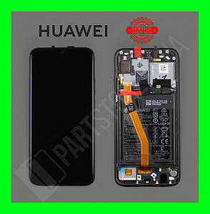 Дисплей Huawei P Smart plus Black (02352BUE) сервісний оригінал у зборі з рамкою, акб і датчиками, фото 3