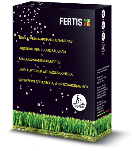 Добриво для газону та знищення моху NPK 15-0-0+Fe (1 кг), FERTIS