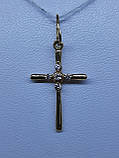 Хрест з цирконієм та розп'яттям в червоному золоті, фото 2