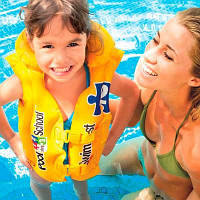 Жилет надувной Intex Deluxe Swim Vest, детский жилет на 2 застежки, желтого цвета