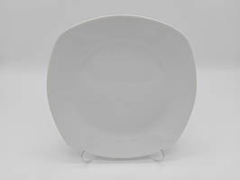 Тарілка дрібна керамічна квадратна біла Тарілка для обіду для других страв в упаковці 12 шт D 22 cm