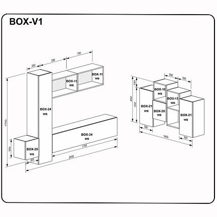 Стінка в готельну Міромарк BOX-V1 білий глянець, фото 3