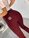 Штани жіночі однотонні трендові з кишенями і емблемою на попі посадка середня (р. 42 - 58) 5212589, фото 4