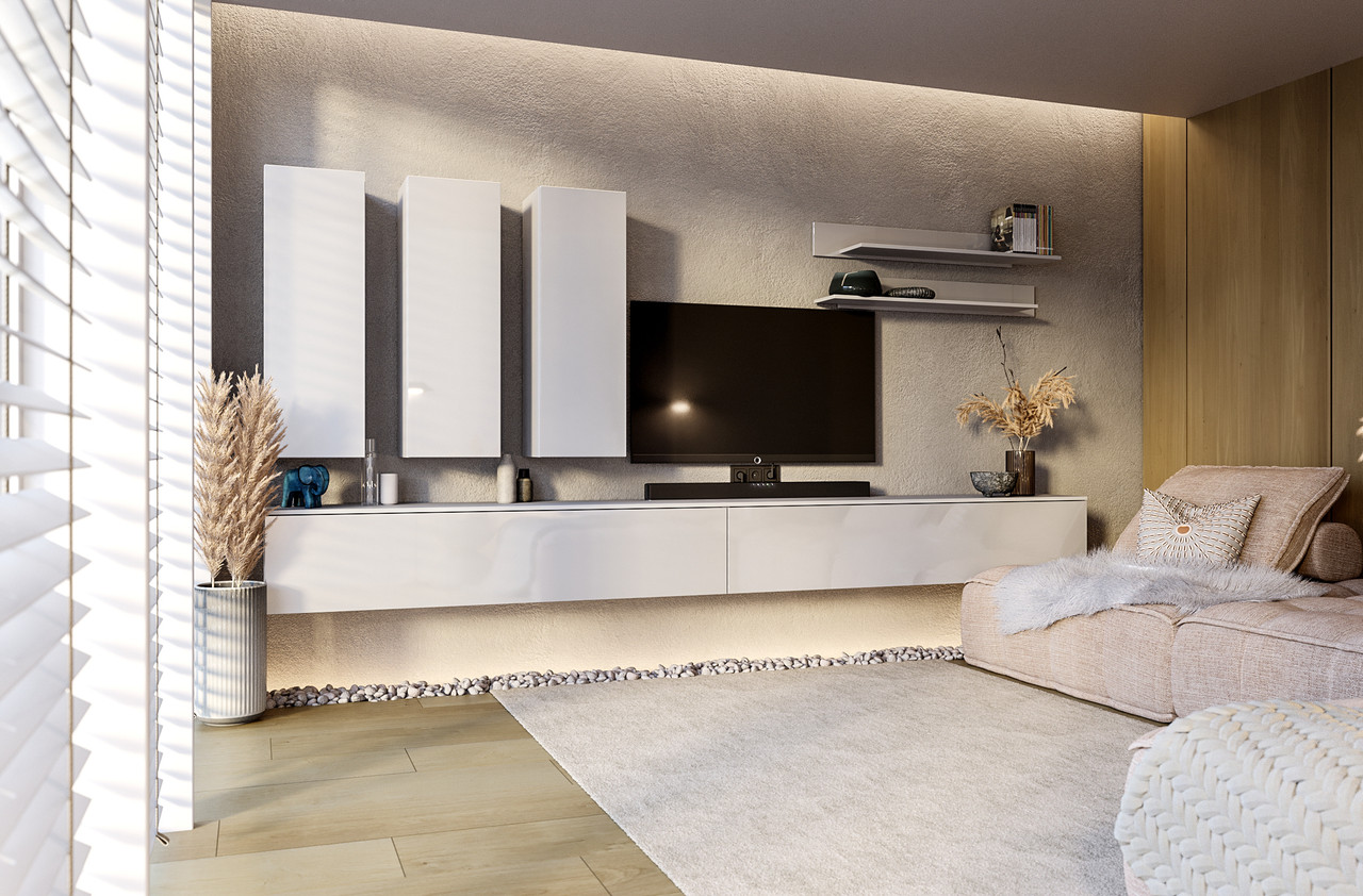 Стінка в готельну Міромарк BOX-TV4 білий глянець