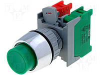 PBL22-1-O/C-G Switch: push-button; 1-position; NC + NO; 3A/230VAC; 22mm; green