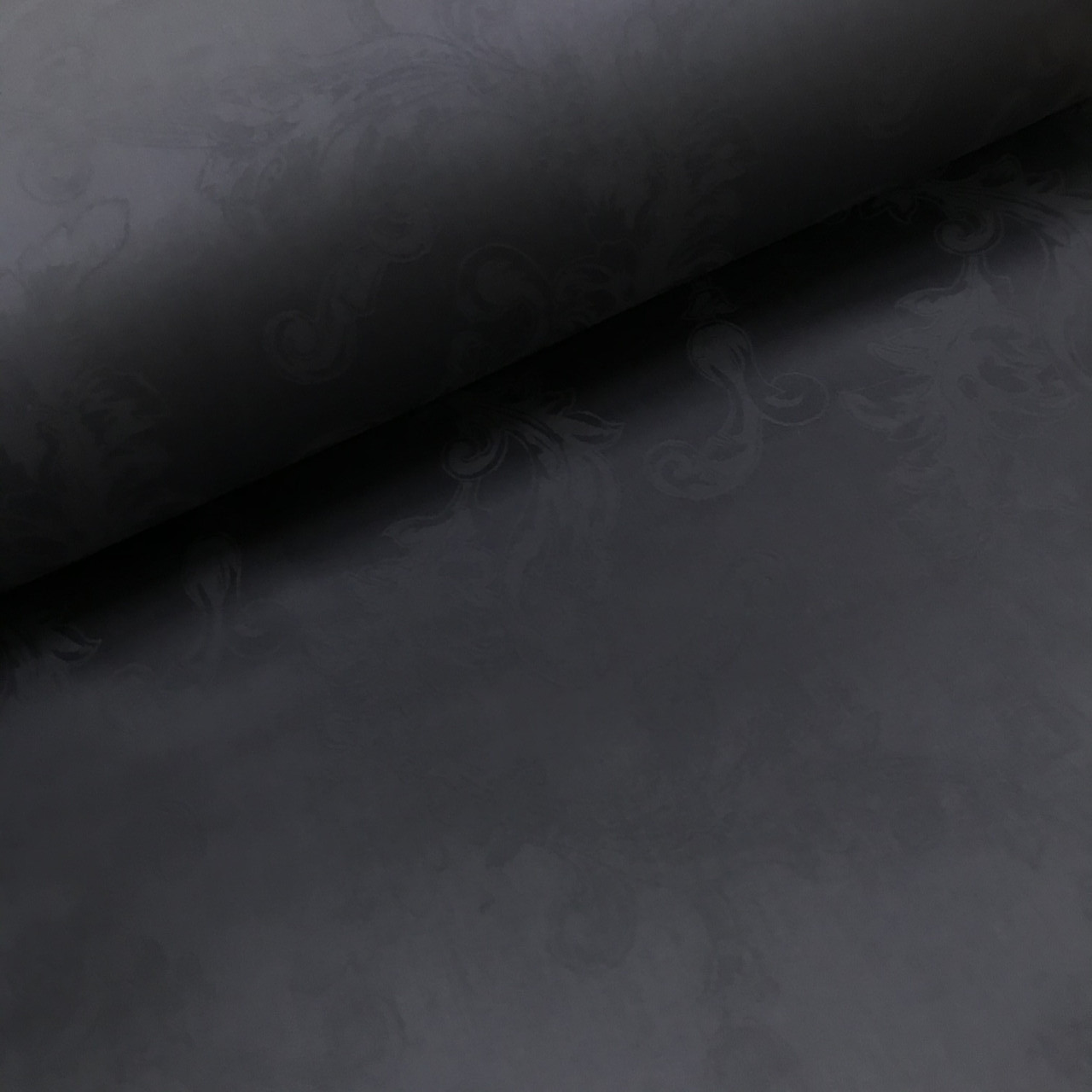 Сатин, орнамент листя графітового кольору (ТУРЦІЯ шир. 2,4 м) (SAT-J-FR-0033), фото 1