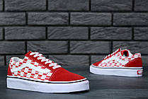 Жіночі кеди Vans Old Skool Checkerboard х Supreme Red White, фото 5