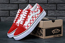 Жіночі кеди Vans Old Skool Checkerboard х Supreme Red White, фото 3