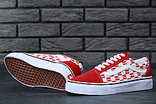 Жіночі кеди Vans Old Skool Checkerboard х Supreme Red White, фото 4