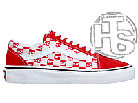 Женские кеды Vans Old Skool Checkerboard х Supreme Red White 36