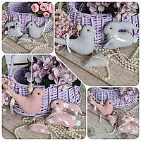 Пасхальный набор игрушек "Кролик, птичка, сердечко" , Н-9-11 см, на венок , декор на Пасху