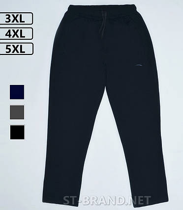 Великі розміри: 3ХL, 4XL, 5XL. Чоловічі спортивні штани ST-BRAND з трикотажу, Батали - темно-сині, фото 1