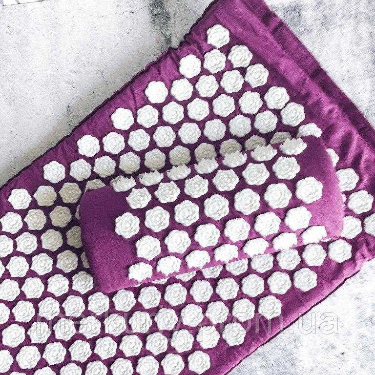 Масажний акупунктурний килимок з подушкою | Масажер для спини і ніг OSPORT | Аплікатор Кузнєцова