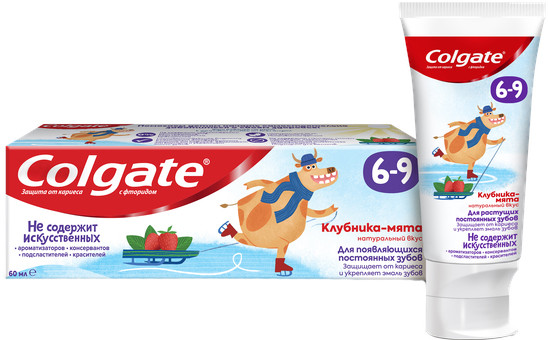 Дитяча зубна паста Colgate з фтором Полуниця-м'ята від 6 до 9 років 60 г