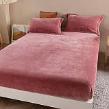 Велюрове простирадло на гумці 200*230+25см Натяжне простирадло на матрац або диван високої якості, фото 2