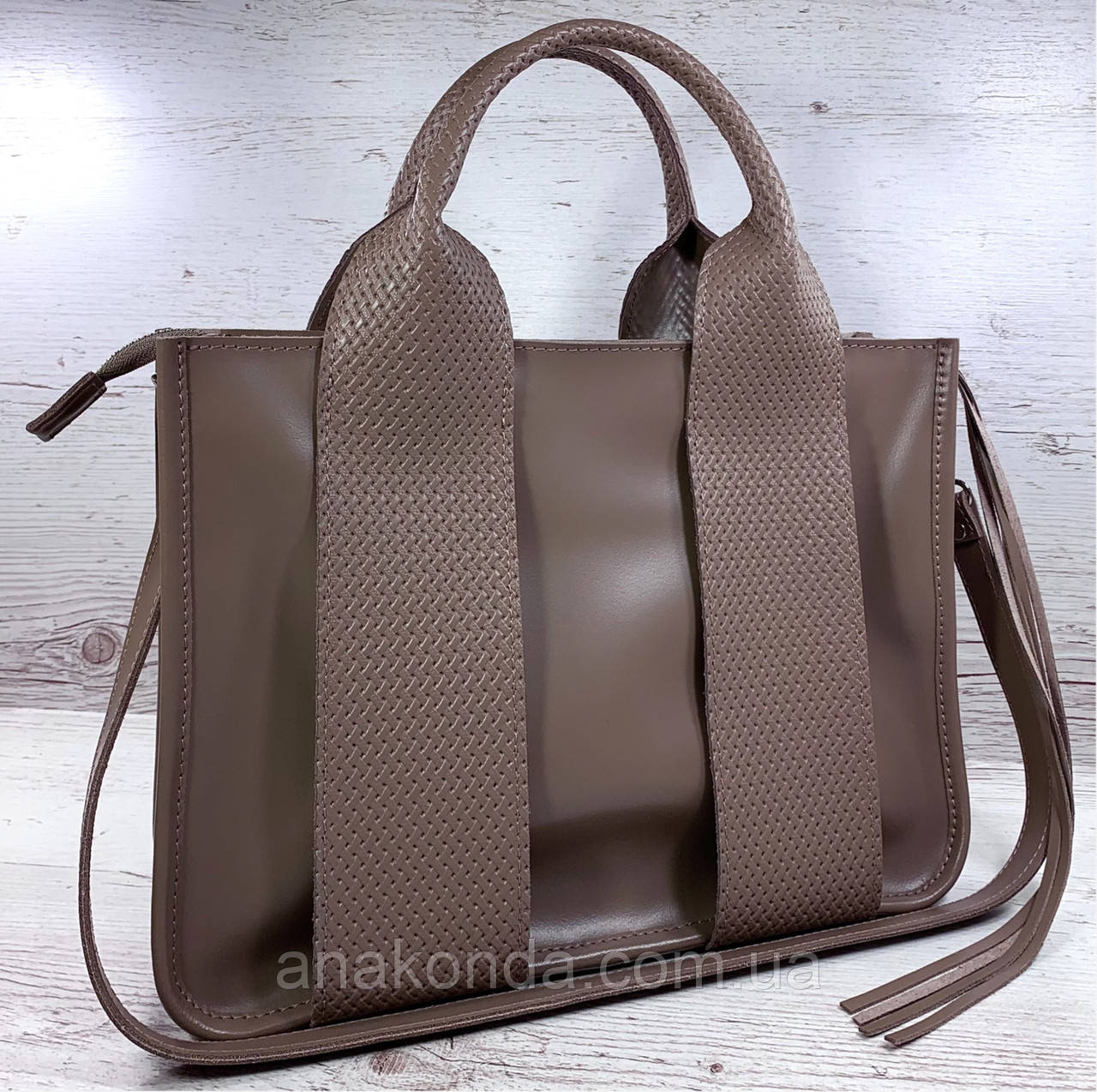 684-XL Натуральна шкіра Сумка жіноча кав'ярня шкіряна бежева жіноча сумка з натуральної шкіри А4 формат