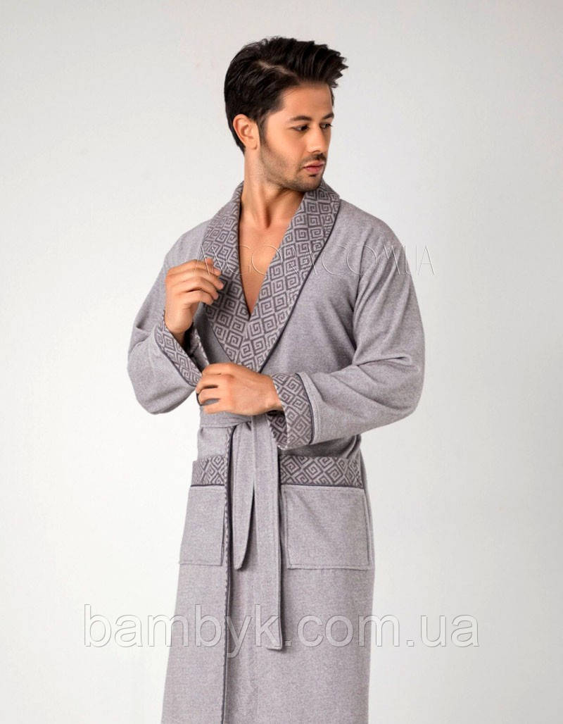 Легкий чоловічий халат Nusa елітна серія NS-20695 сірий