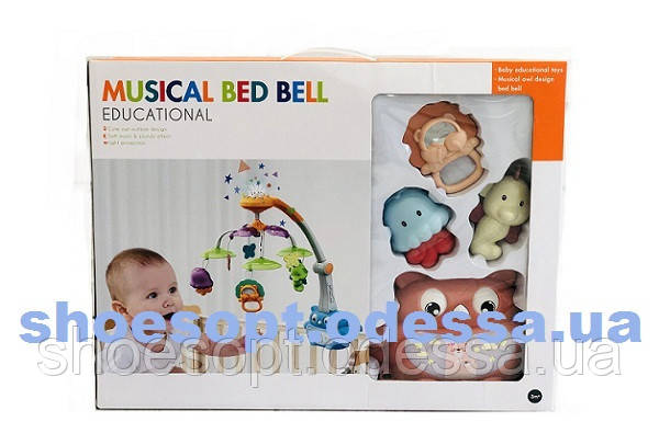 Мобіль карусель на ліжечко Сова проєктор, музика, фото 1