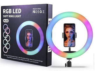 Кільцева LED-лампа 33 см RGBW 8 кольорів кільцеве світло підсвітки для фотографів блогерів титокерів та ін.