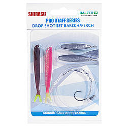 Оснащення Balzer Drop Shot Perch SET fluorocarbon 1.5 m/0.27 мм, гачок №4, 10+15гр, 2 силіконові прим