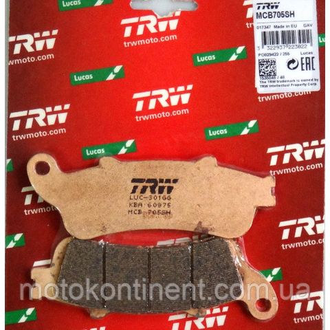 Мотоколодки TRW MCB705SH аналог BREMBO 07HO43SP / FERODO FDB2075/ EBC FA261 /Braking 813 /SBS 736LS