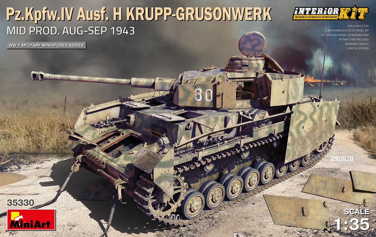 Pz. Kpfw. IV Ausf. H Krupp-Grusonwerk, 1943р. Збірна модель танка c інтер'єром в масштабі 1/35. MINIART 35330