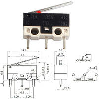 Кінцевий вимикач перемикач мікро з прапорцем KW-1 2А, 102318
