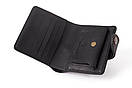 Міні гаманець чоловічий з натуральної шкіри на кнопку TURTLE black чорний, фото 8
