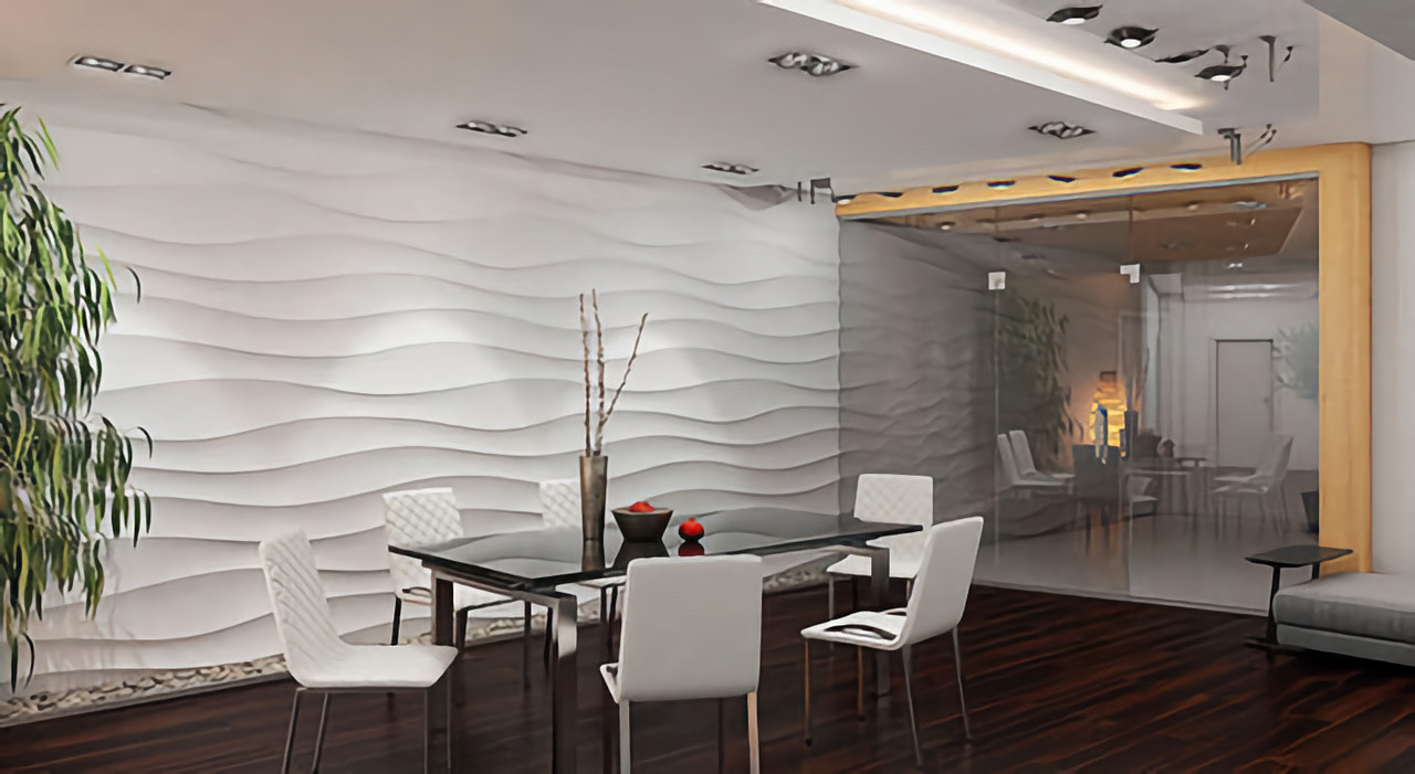 3д панелі для спальні "БІГ ВОЛНА" 500х500х22мм