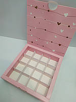 Коробка для конфет 16 шт розовая