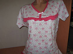 Піжама жіноча 100% бавовна Узбекистан кофта з бриджами розмір 52-54 біла у сердечках