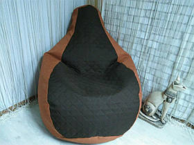 Крісло Мішок, безкаркасне крісло Груша ХХХЛ, колір сірий Рогожка +Ромб. Великий розмір 140*100 см шоколад