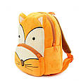 Дитячий міні рюкзачок для малюків Лисичка маленький для садочка м'який велюр дошкільний помаранчевий жовтий, фото 5