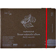 Альбом для акварелі AUTHENTIC, А5 (24,5*17,6см), 280г/м2, 12л, коричневий колір, SMILTAINIS