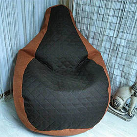 Крісло Мішок, безкаркасне крісло Груша ХХХЛ, колір сірий Рогожка +Ромб. Великий розмір 140*100 см горчишный