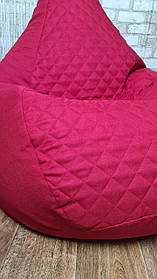 Крісло Мішок, безкаркасне крісло Груша ХХХЛ, колір сірий Рогожка +Ромб. Великий розмір 140*100 см Рожевий