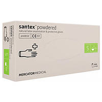 Перчатки латексные MERCATOR Santex Powdered WHITE опудренные, размер S, 100 шт