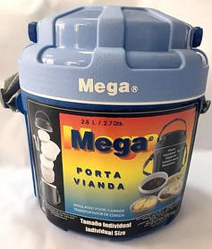 Харчовий термос Mega, ізотермічний контейнер, термобокс з 4 судками 2.6 л, Синій