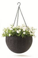 Горшок для цветов 8,6 л. Keter Hanging Sphere Planter подвесной круглый с цепочкой, Коричневий