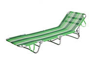 Лежак Time Eco TE-17 ATK пляжный раскладной, садовый шезлонг раскладушка, зеленый в полоску
