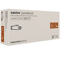Перчатки латексные MERCATOR Santex Powdered WHITE опудренные, размер XL, 100 шт