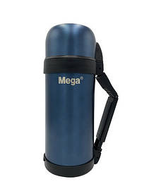 Термос вакуумний Mega MPSS150METS з широкою горловиною і складаною ручкою 1.5 л, Синій