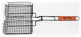 Решітка для гриля Time Eco 2108 об'ємні, Решітка-гриль сталева з антипригарним покриттям і дерев'яною ручкою