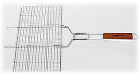 Решітка гриль Time Eco 723В, Решітка для гриля, барбекю, універсальна сталева з дерев'яною ручкою