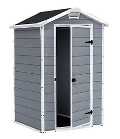 Сарай Keter Manor 4x3 пластиковий для зберігання інвентарю, госпблок для дачі, садовий будиночок, сірий