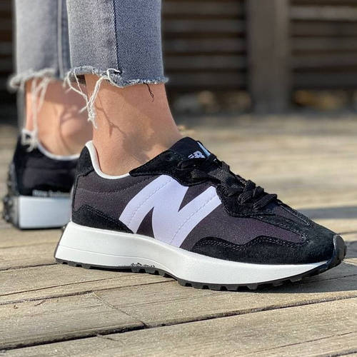 new balance 327 leather black