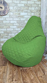 Крісло Мішок, безкаркасне крісло Груша ХХХЛ, колір сірий Рогожка +Ромб. Великий розмір 140*100 см салатовий